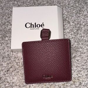 Chloé Burgundy Leather Mirror Holder